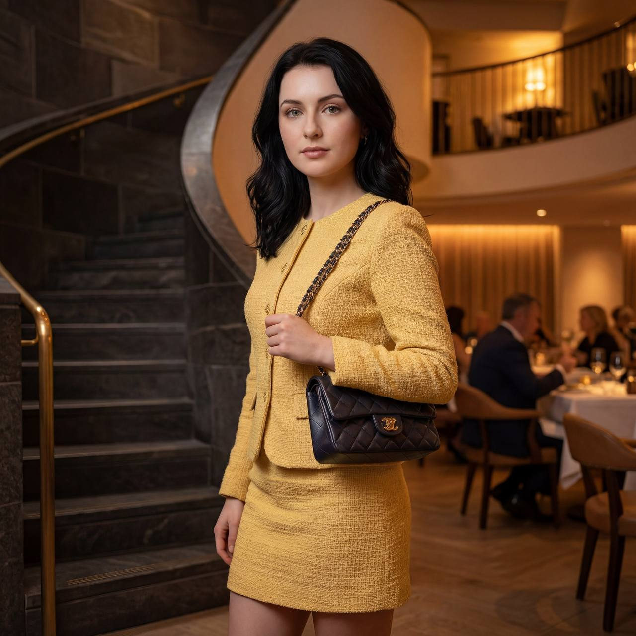 Glamorous Yellow Evening Fashion Portrait