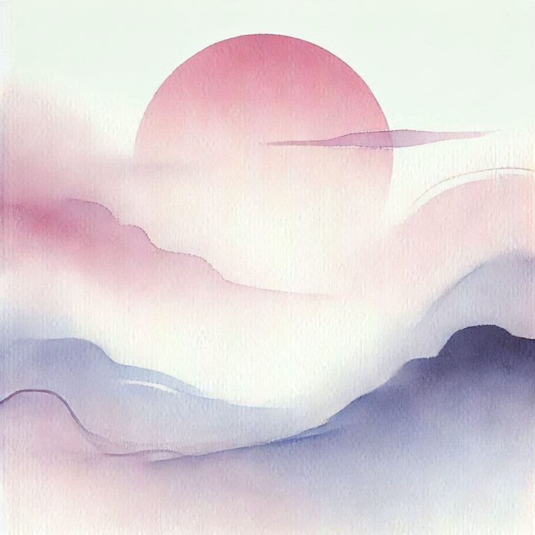Minimalist Watercolor Landscape in Pink
