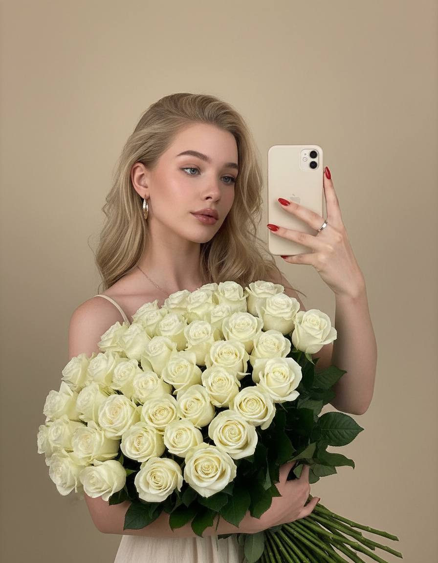 White Roses Selfie Aesthetic