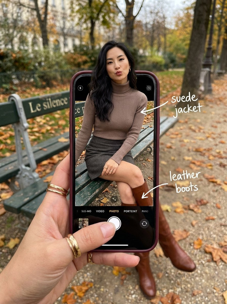 Paris OOTD Phone Pop-Out Illusion