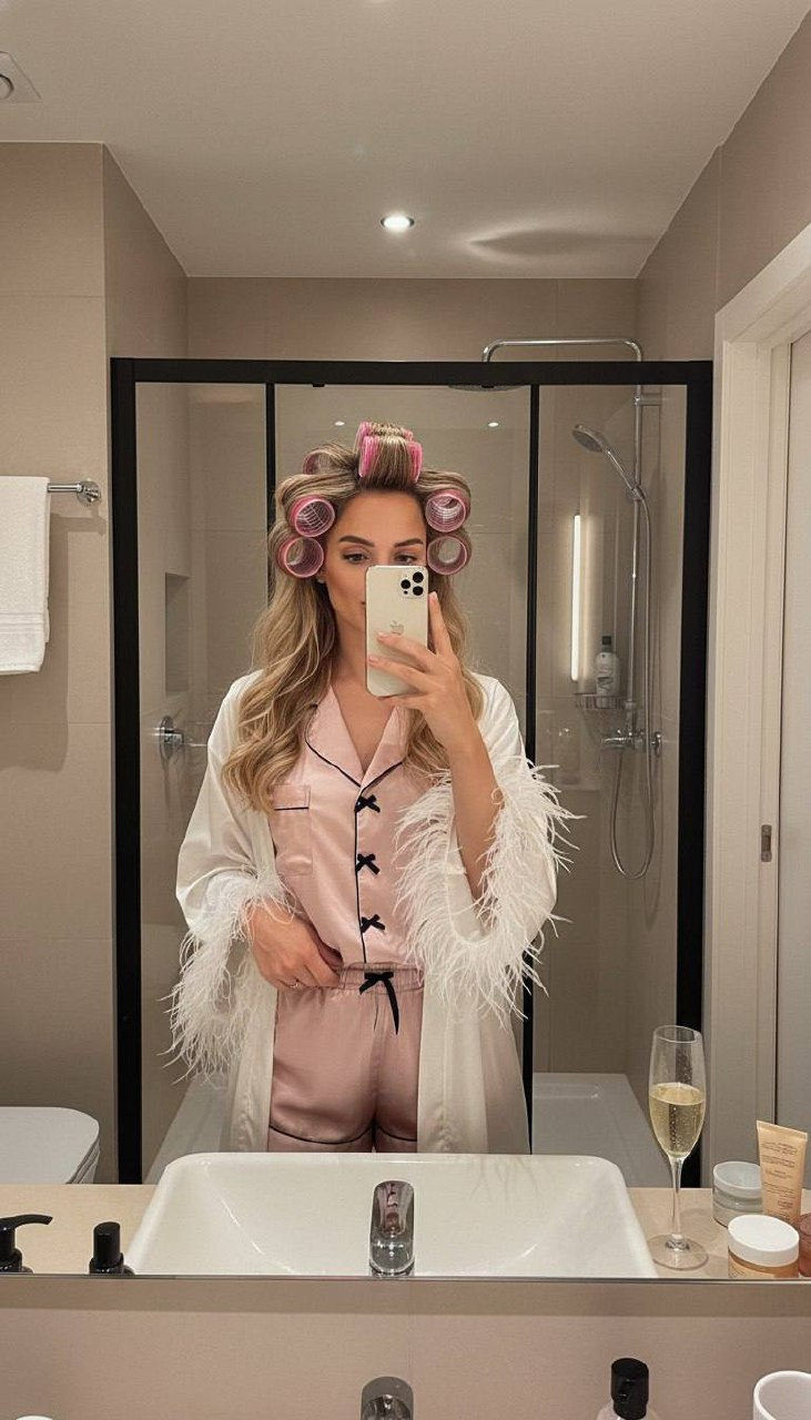Retro Glam Bathroom Mirror Selfie