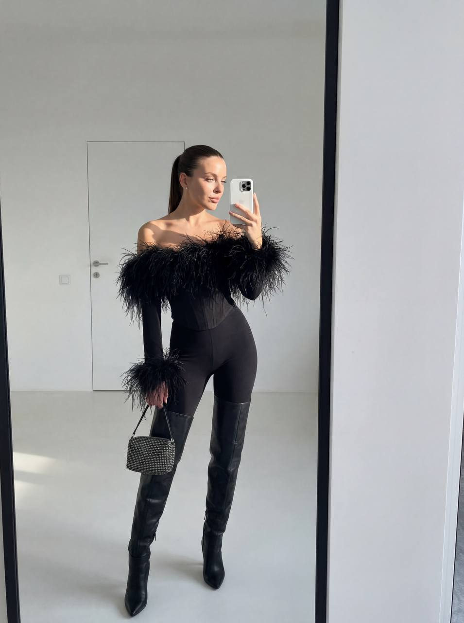 Mirror Selfie in Feathers