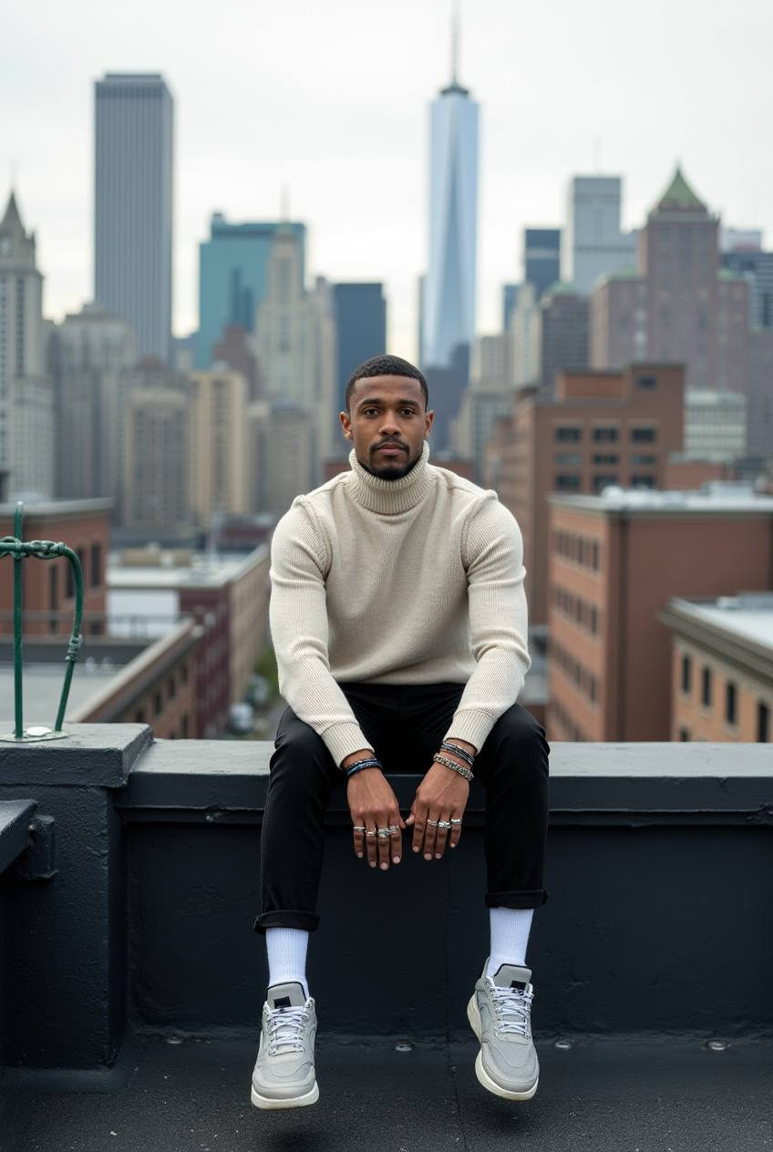 Urban Rooftop Fashion Portrait