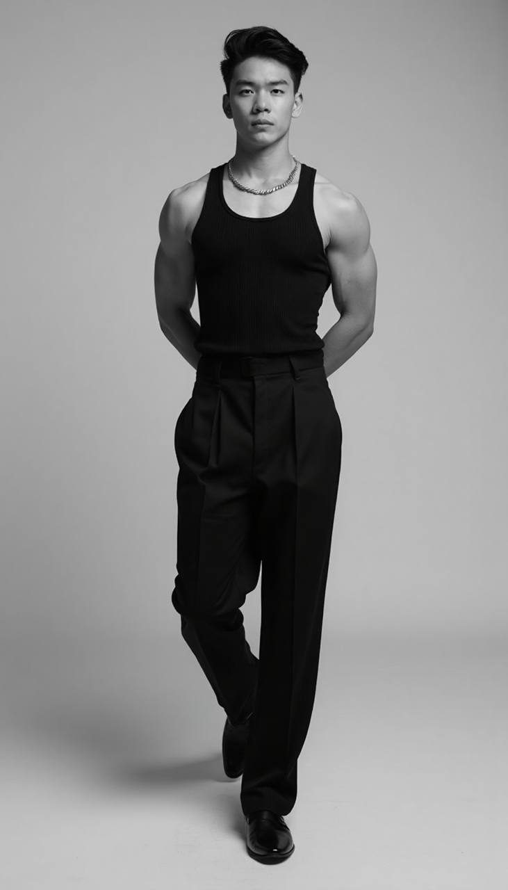 Minimalist Black and White Male Portrait