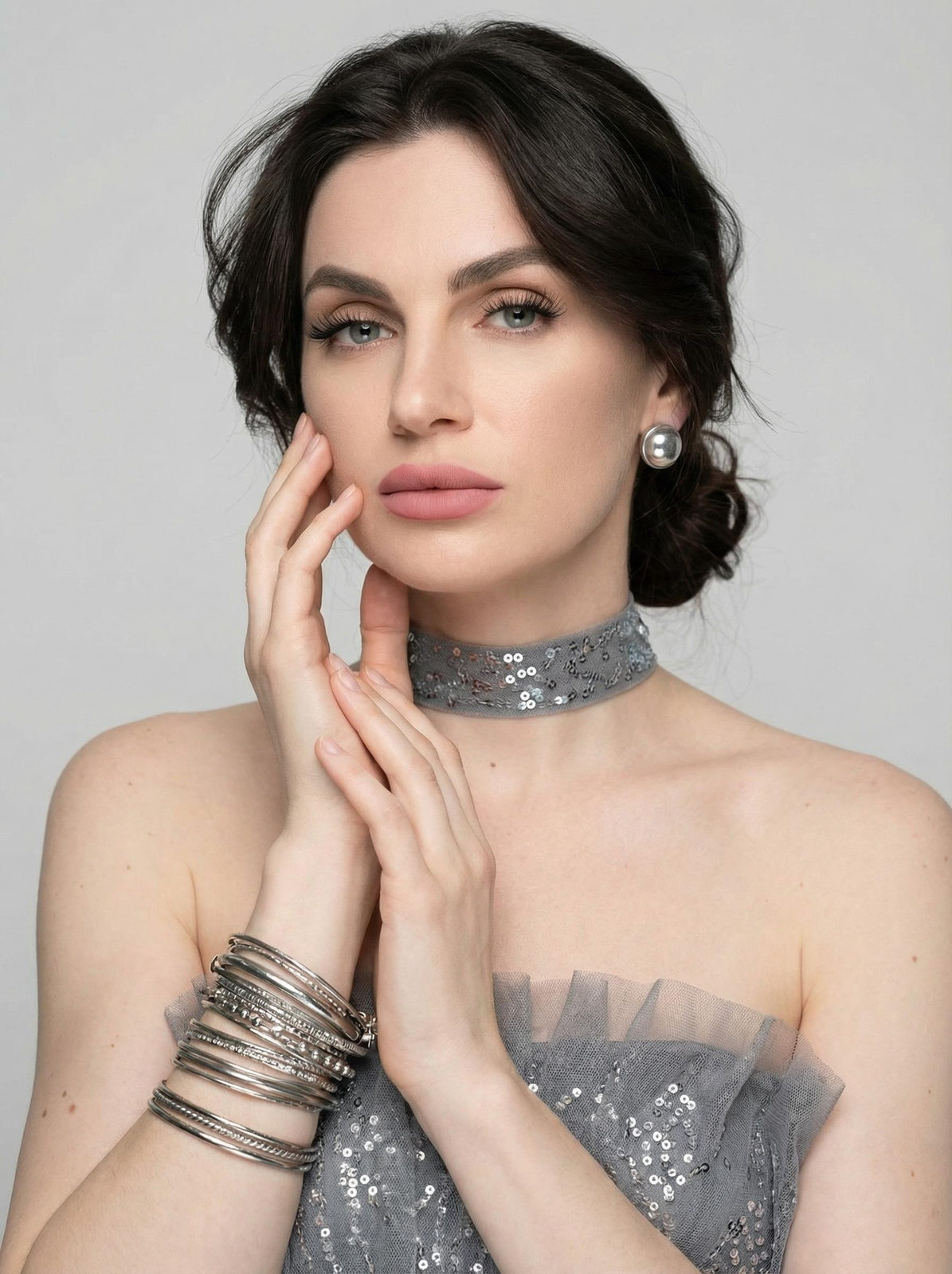 Silver Sequin Portrait Glamour