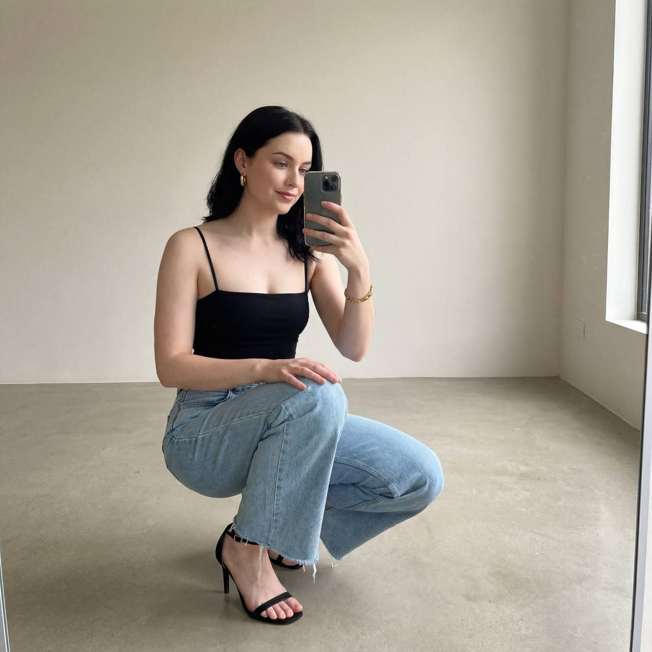 Stylish Crouch Photo Moment