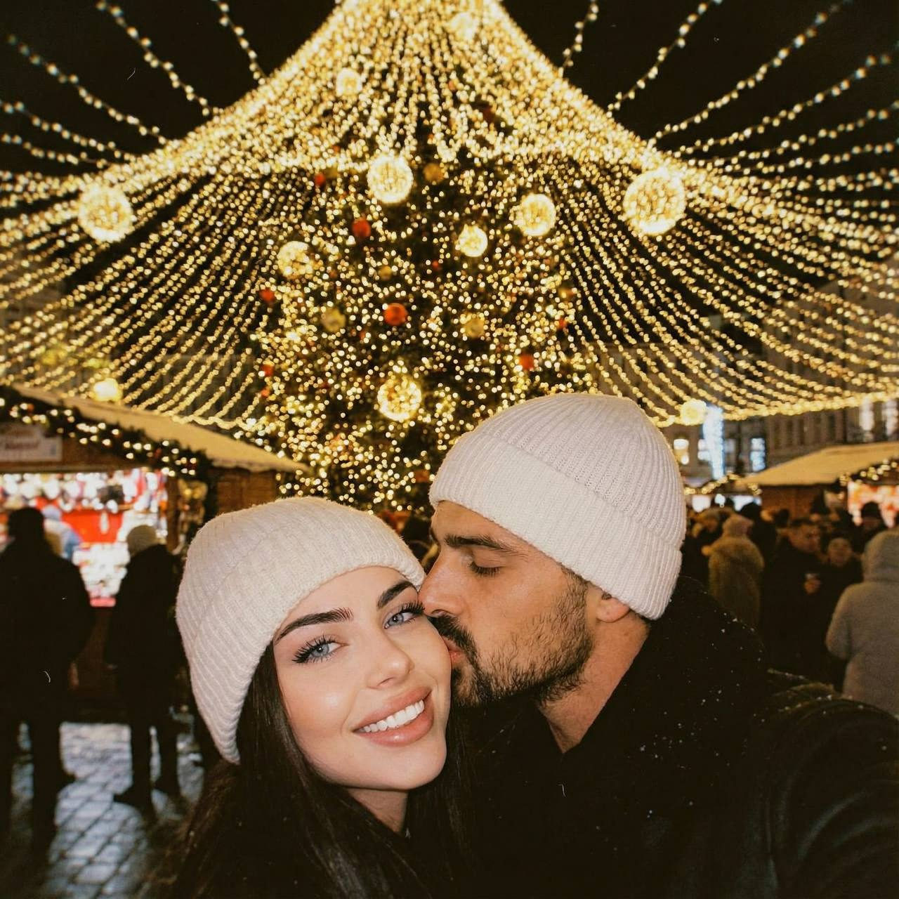Christmas Market Romantic Kiss