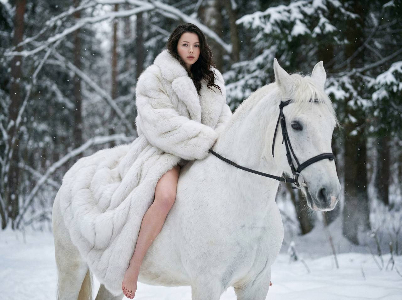 Cinematic Winter Fashion Horse Ride