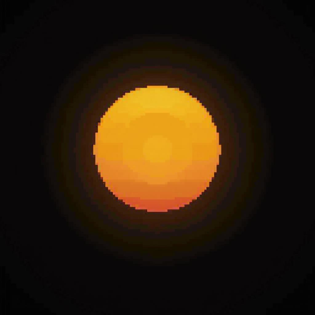 Giant Yellow Circle on Pixel Black Void