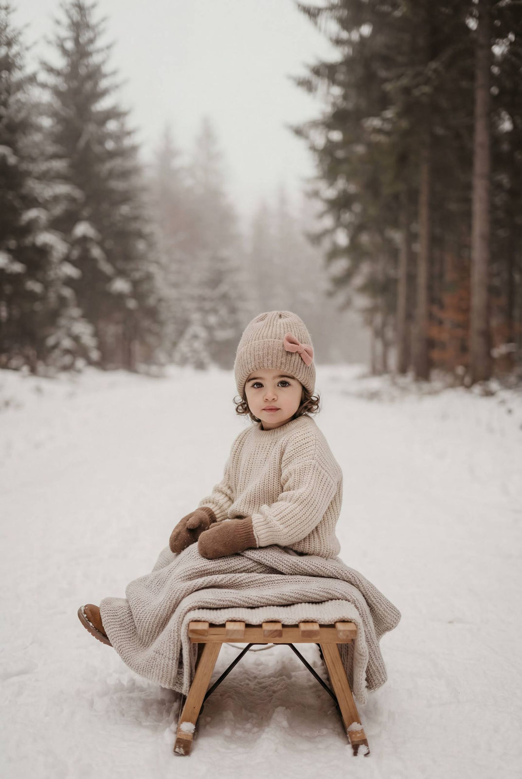 Winter Sled Toddler Portrait