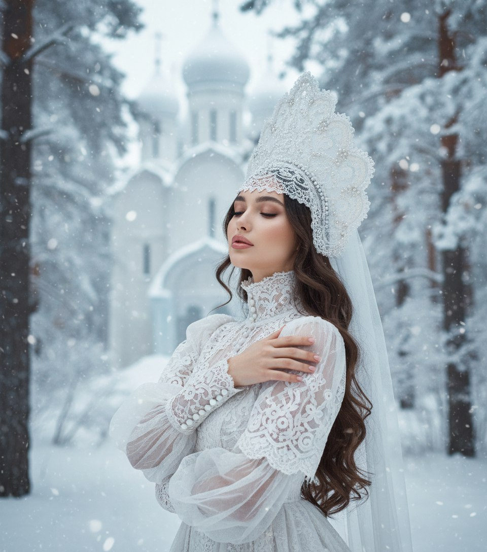 Snowy Lace Portrait Dream