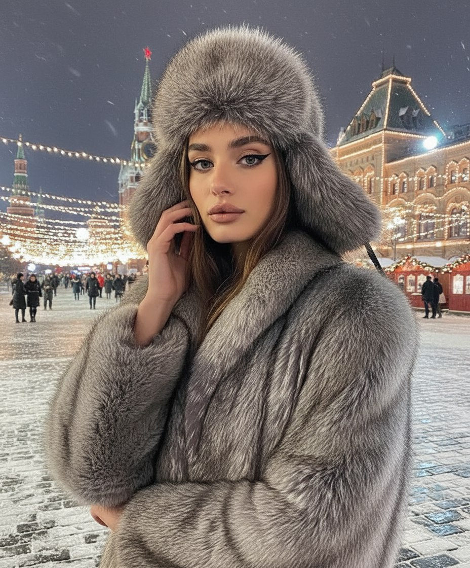 Snowy Kremlin Fashion Portrait