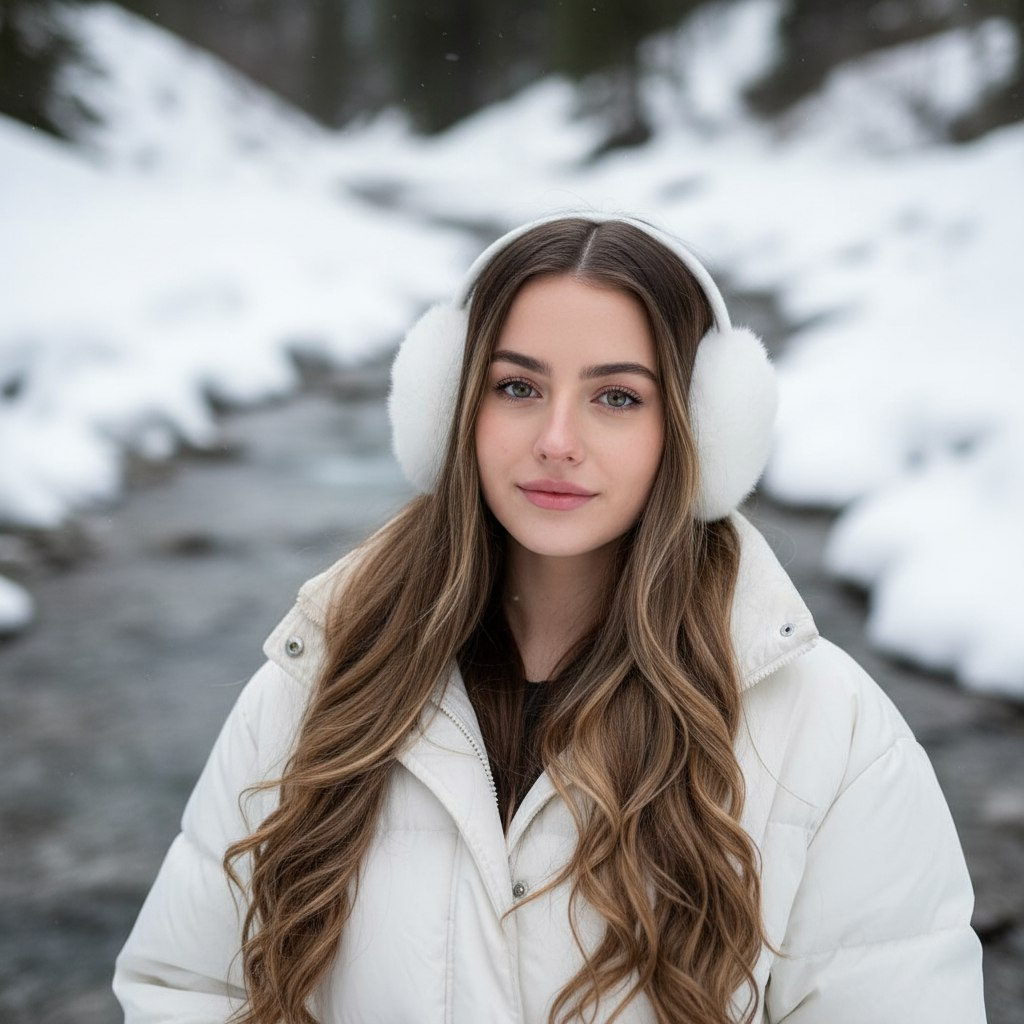 Cinematic Winter Selfie Portrait