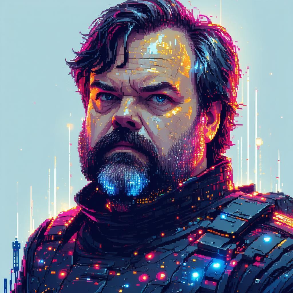 Jack Black Pixel Portrait in Sci Fi Gear