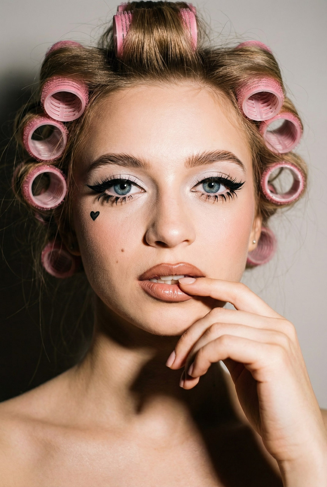 Retro Flash Portrait: Pink Rollers Doll