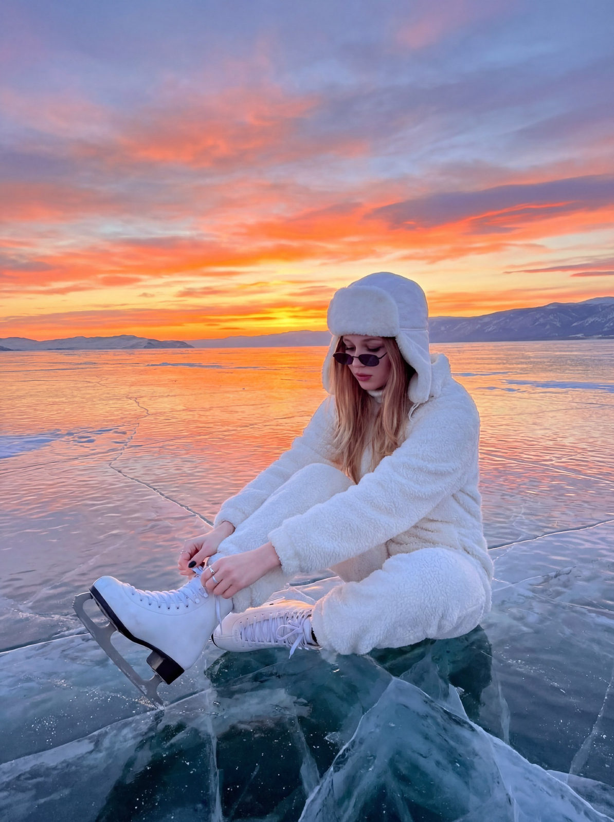 Sunset Ice Skater on Baikal