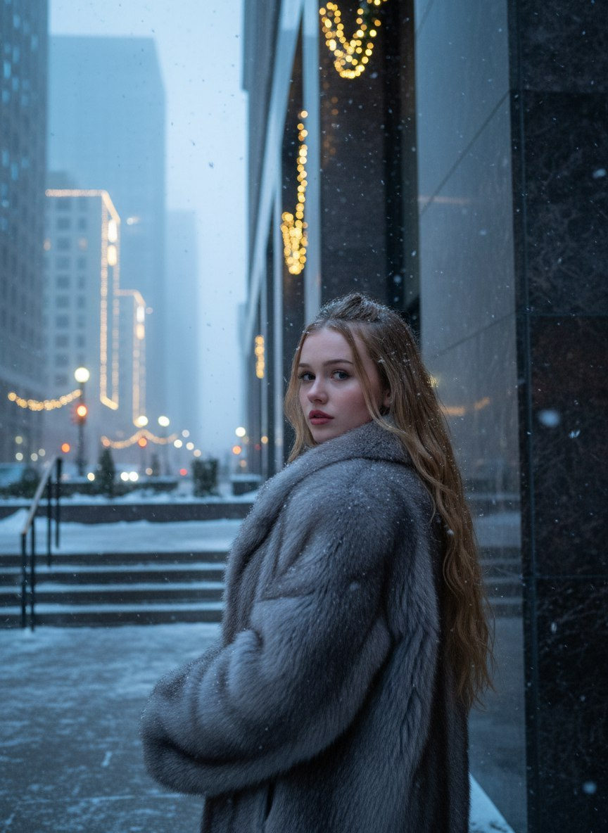 Snowy Evening Fur Elegance