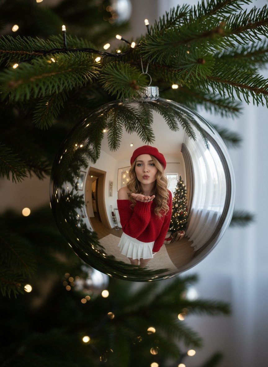 New Year Glass Ball Reflection