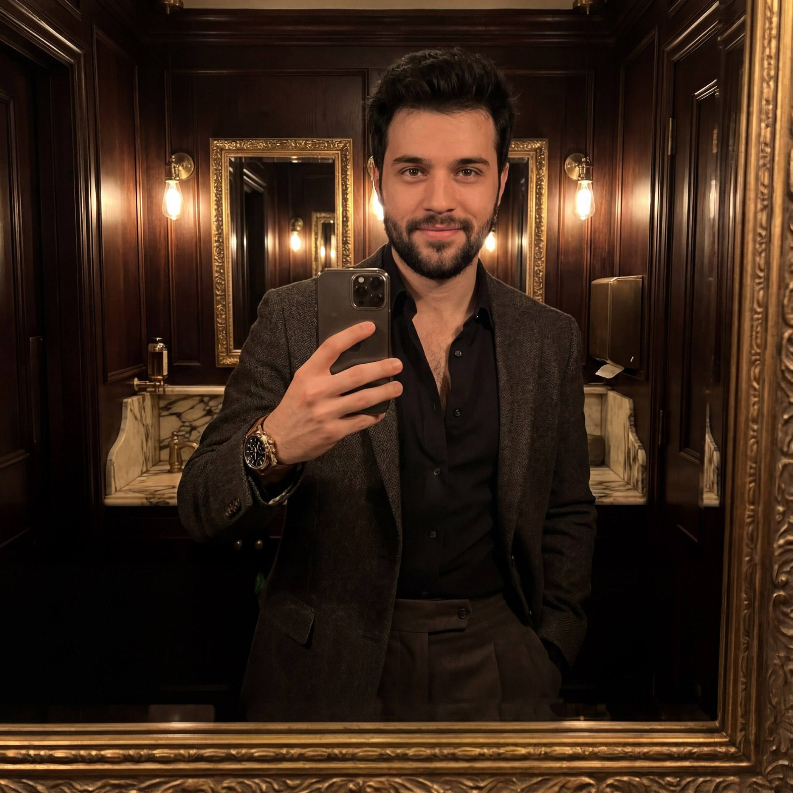 Vintage Luxury Male Mirror Selfie