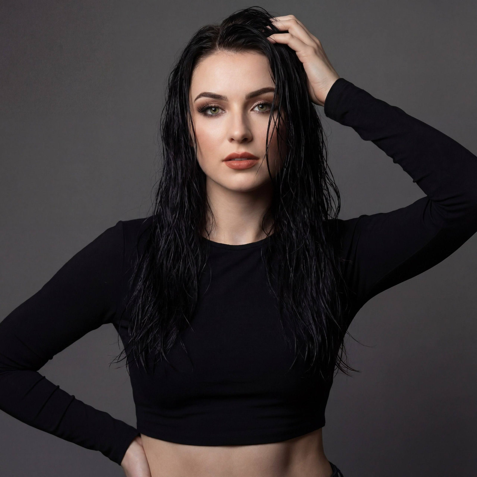 Mysterious Wet Hair Studio Portrait