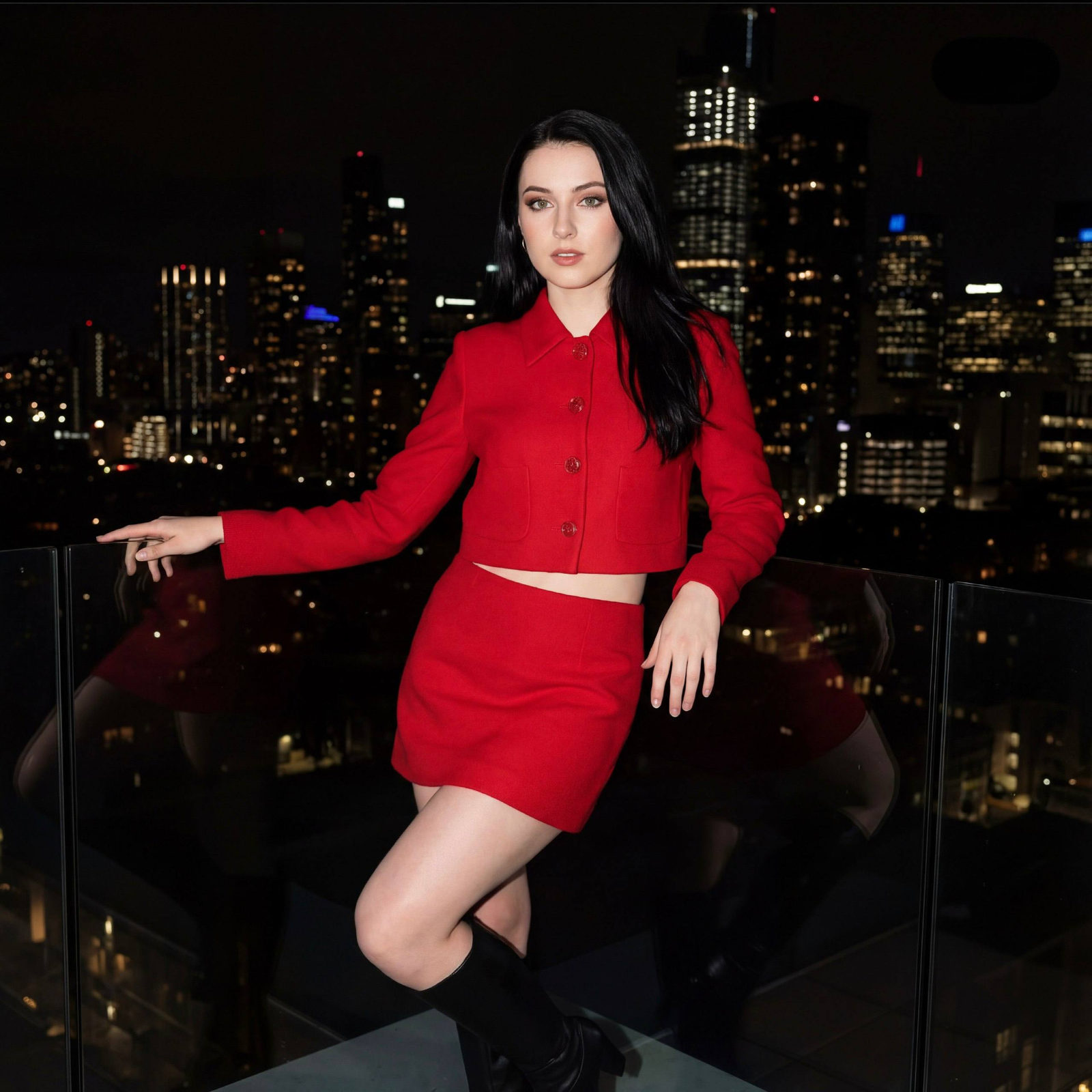 Red Suit Night City Glamour