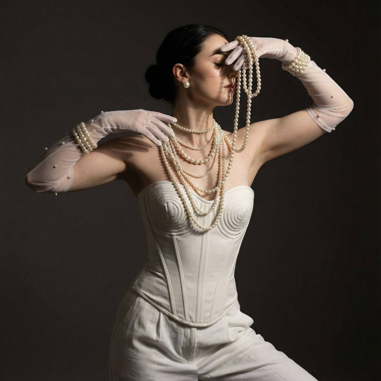 Pearl Elegance in Dramatic Light