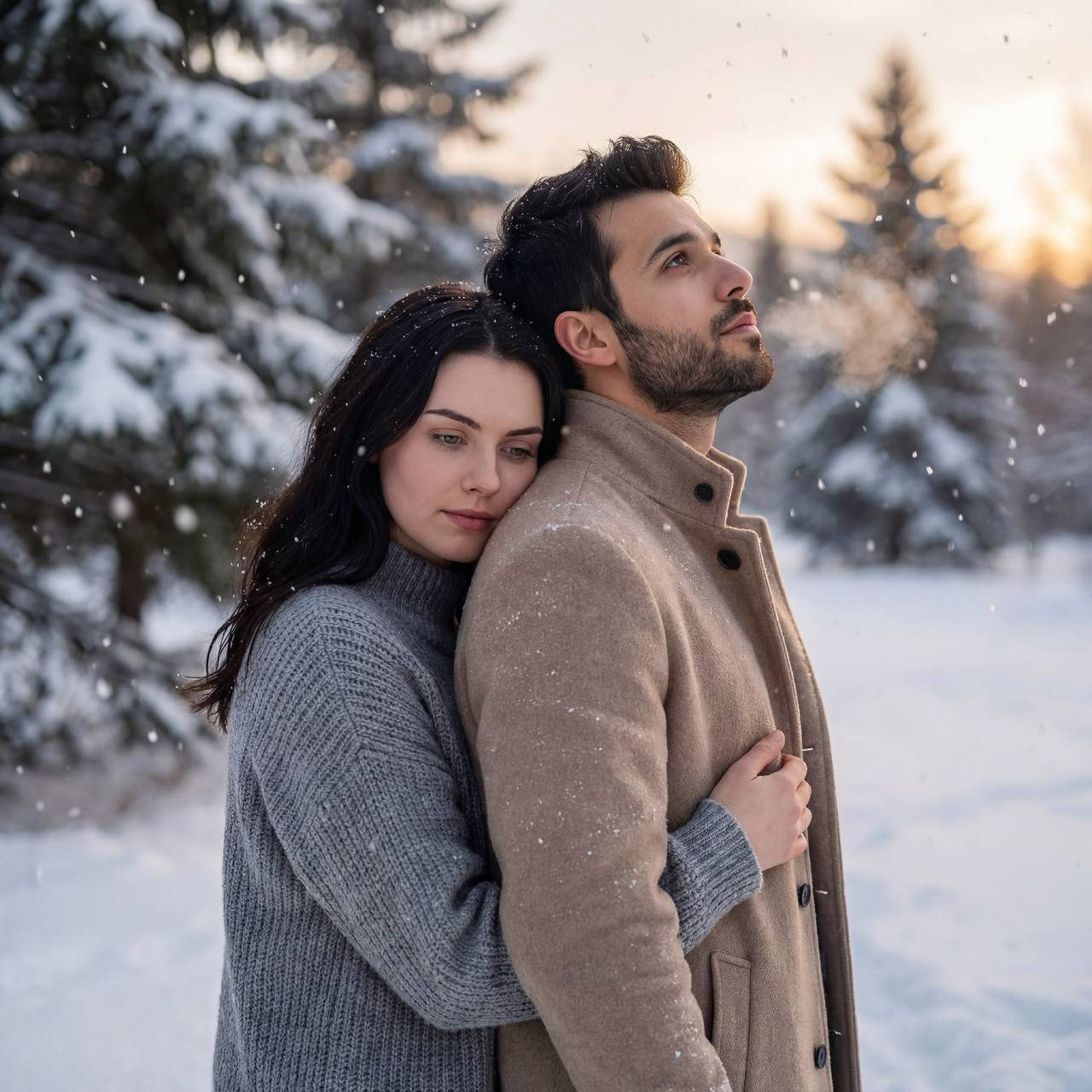 Snowy Romantic Embrace