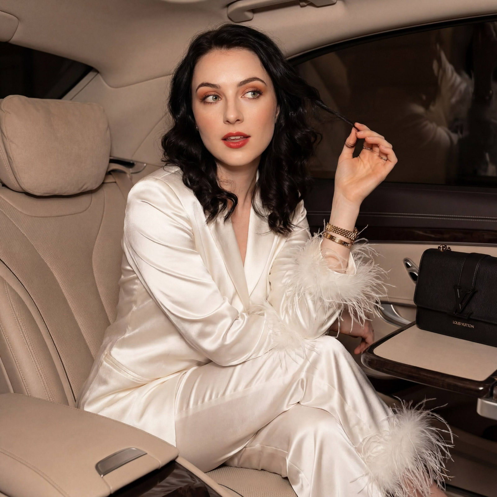 Elegant White Satin Luxury Car Style