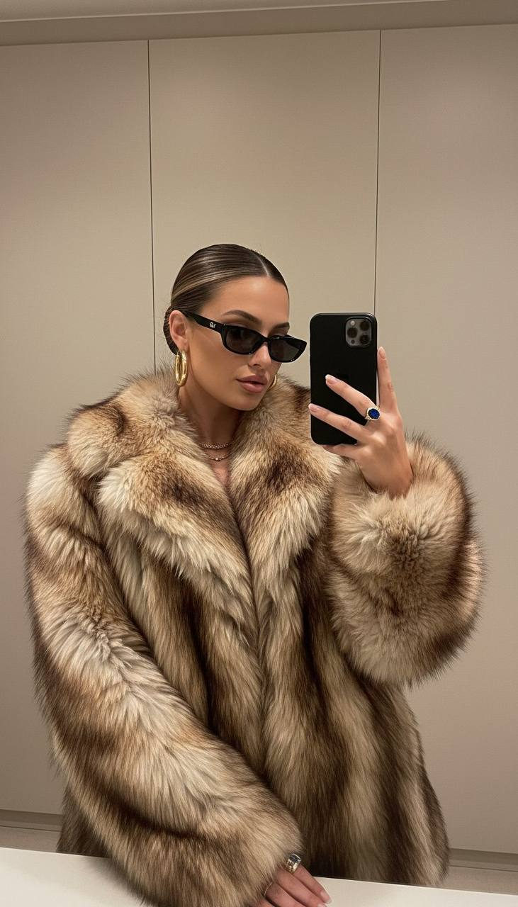 Glamorous Fur Mirror Selfie