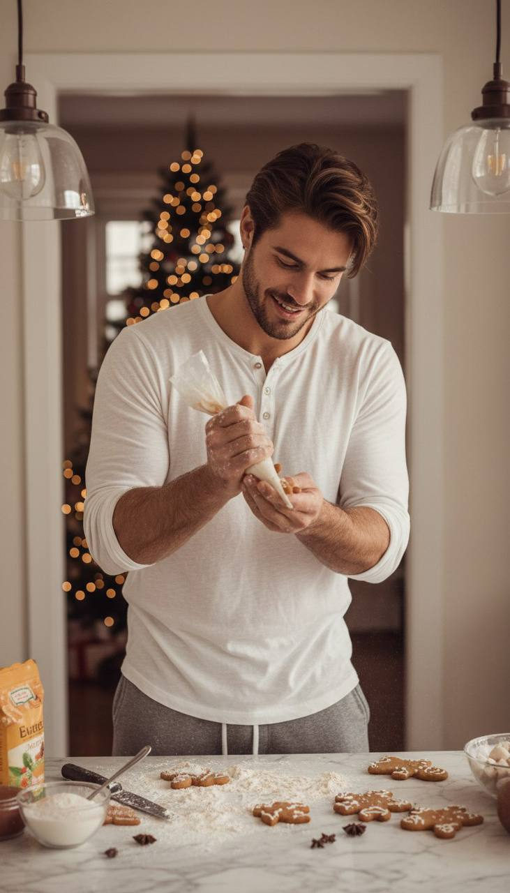 Cinematic Christmas Baking Portrait