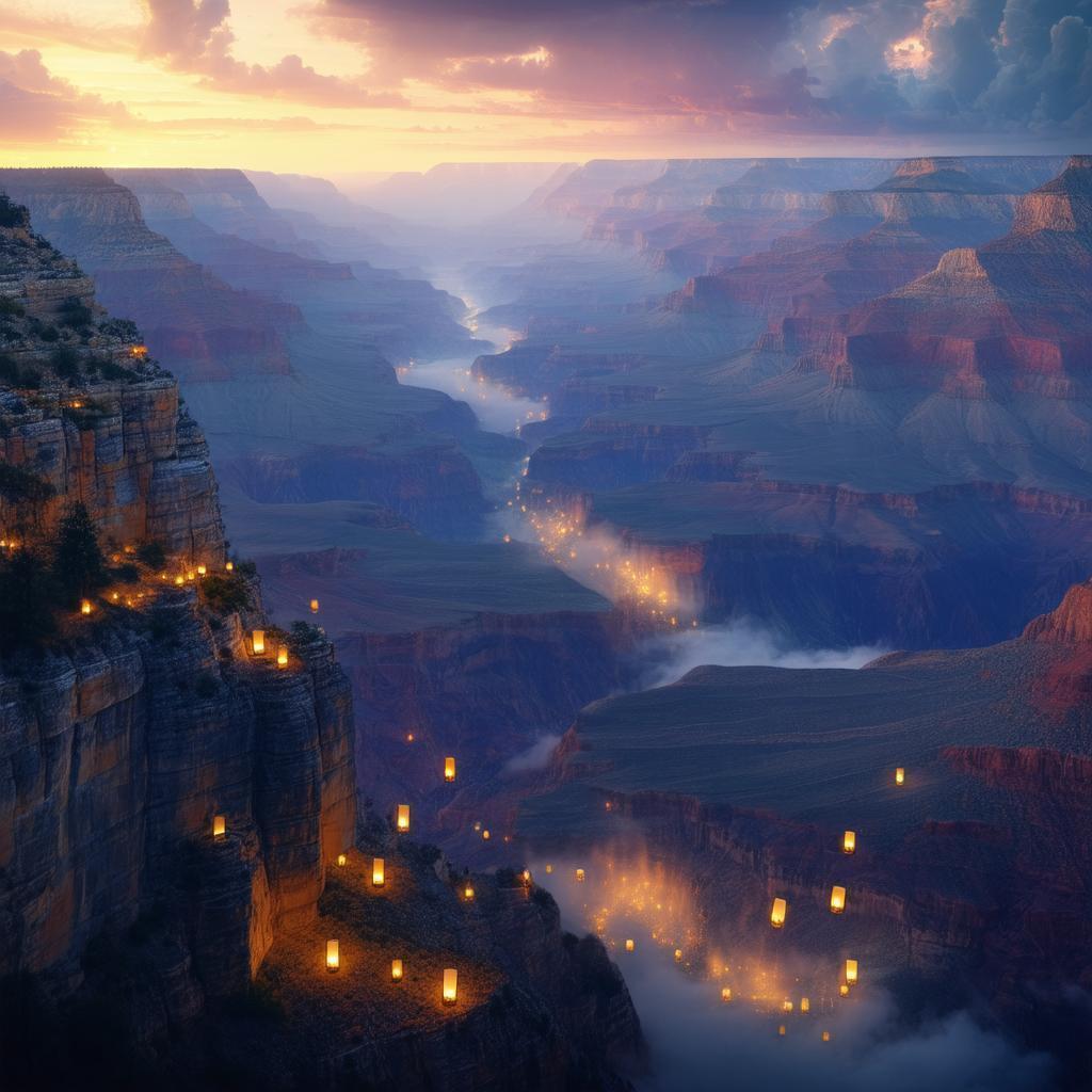 Floating Lanterns Over the Mystical Grand Canyon