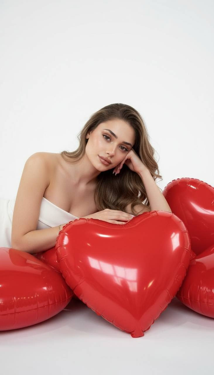 Glossy Red Heart Fashion Editorial