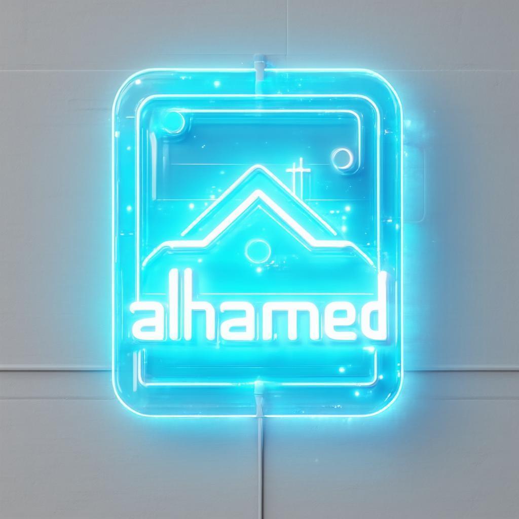 Alhamed Solar Shop Logo in Neon 3D