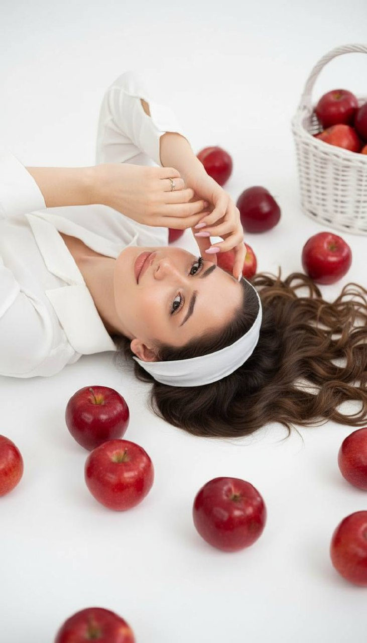 Serene Portrait With Red Apples