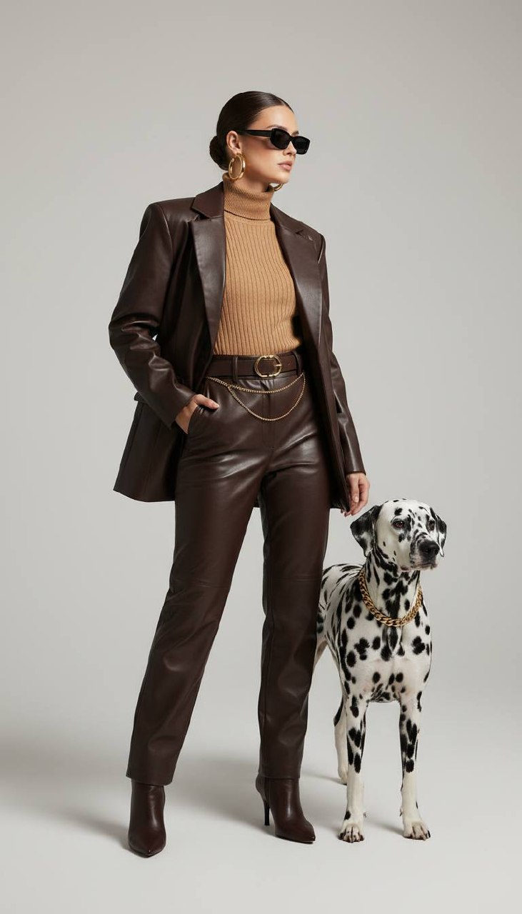 Chic Model with Dalmatian Dog
