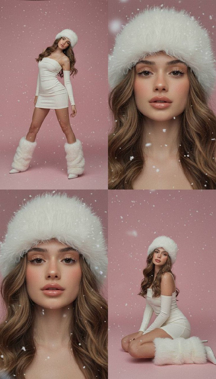Pink Winter Fashion Collage