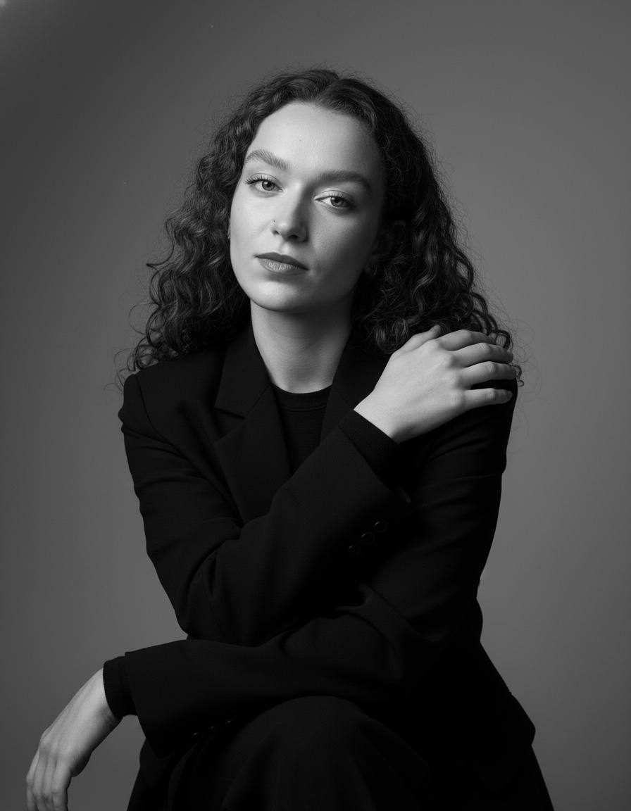 Editorial Black-and-White Studio Portrait