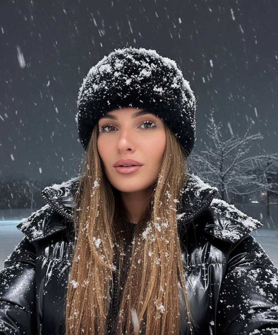 Snowy Night Selfie Portrait