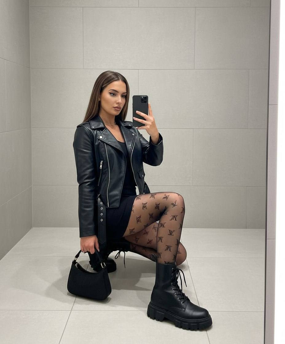 Edgy Mirror Selfie Fashion Pose