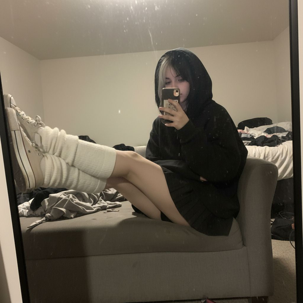 Messy Late-Night Mirror Selfie