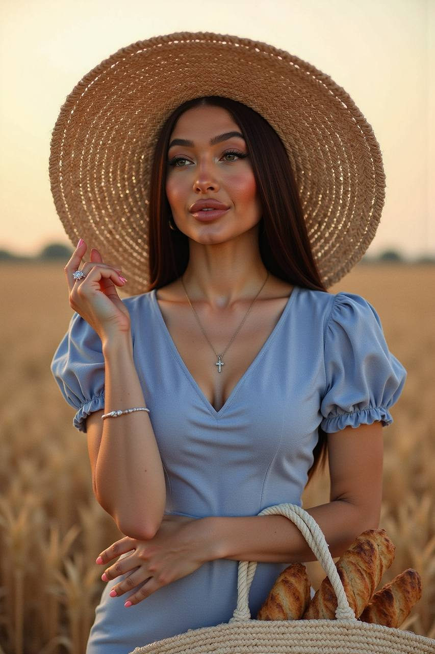 Golden Hour Portrait in Wheat Field