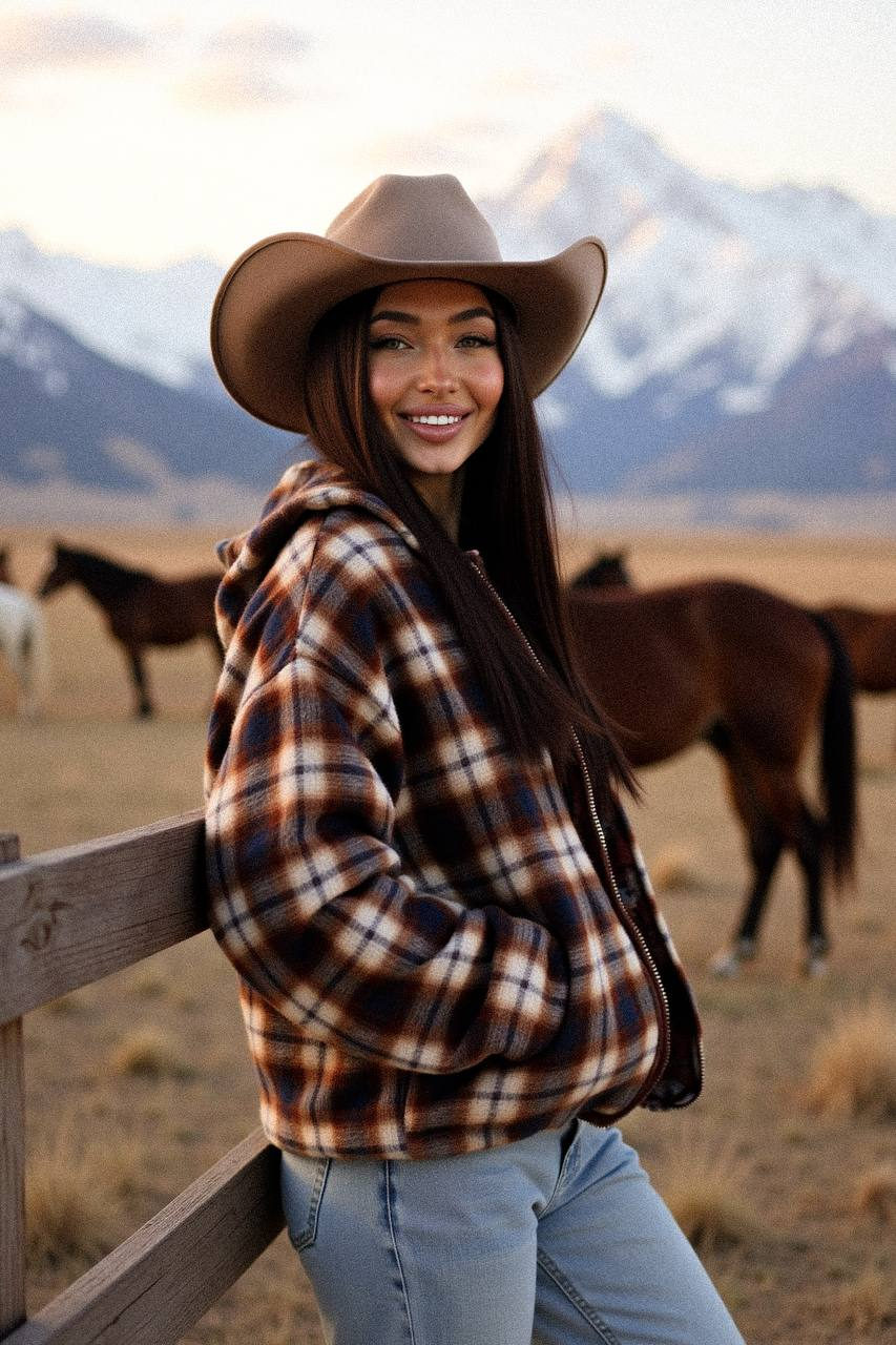 Western Fashion Portrait Snowy Ranch