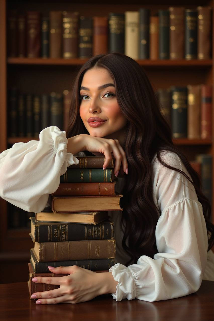 Dreamy Vintage Library Portrait