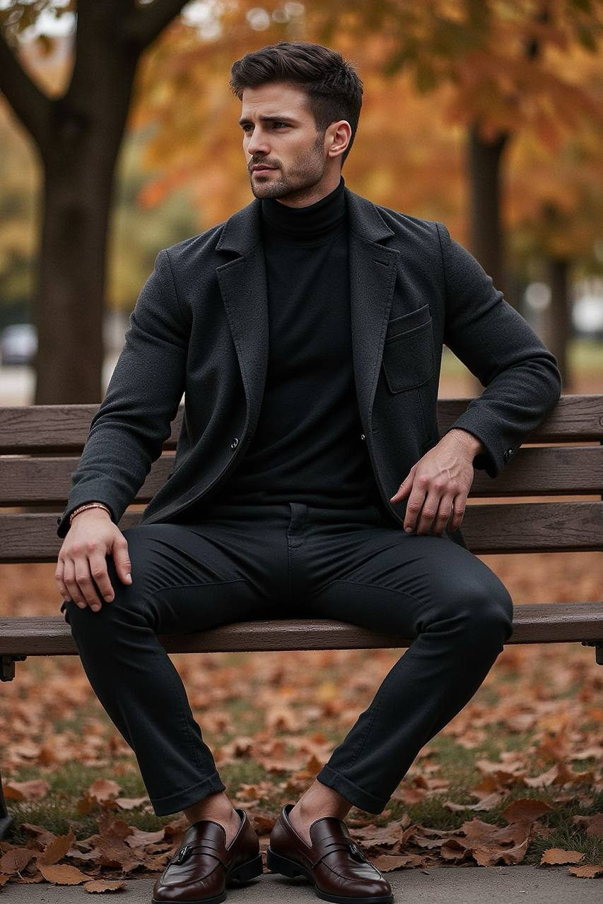 Stylish Man Autumn Park Editorial