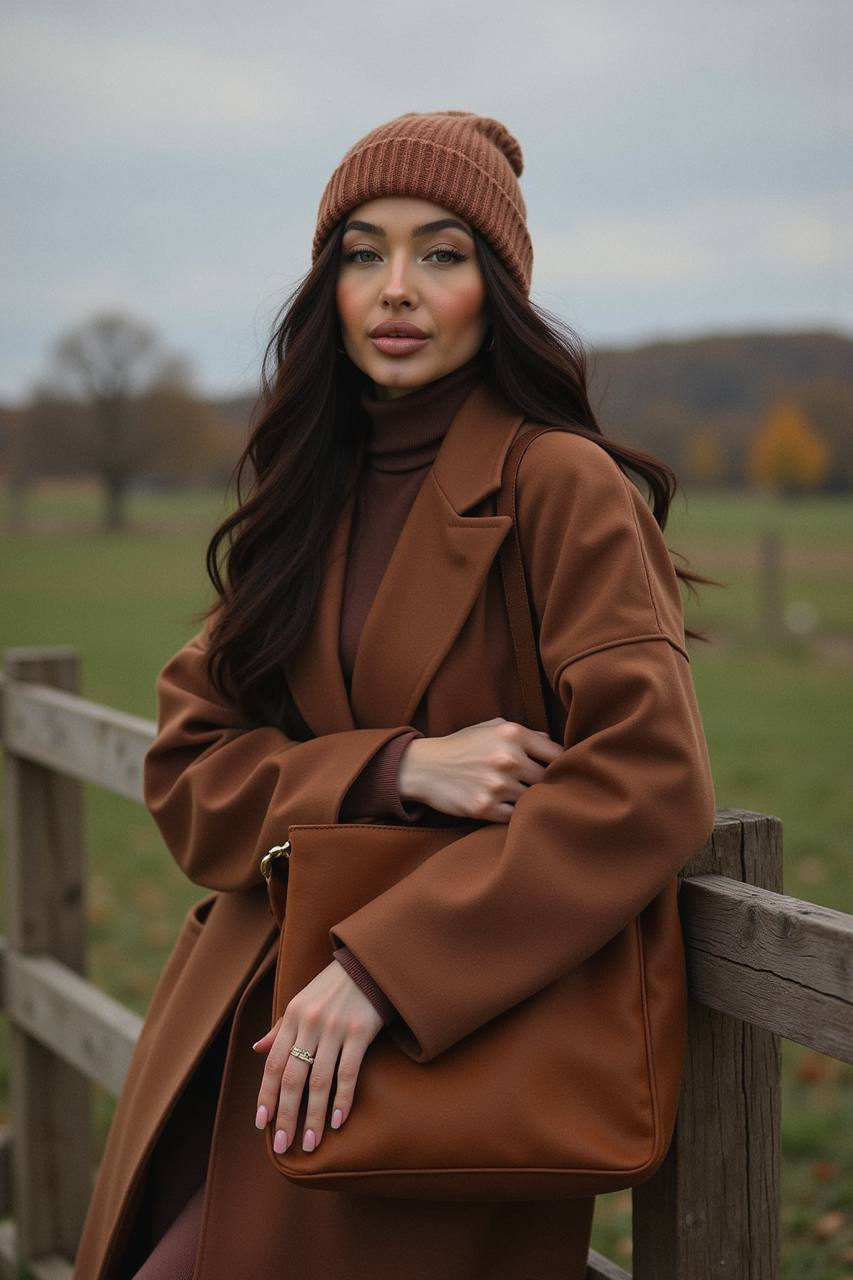 Cinematic Autumn Countryside Fashion Portrait
