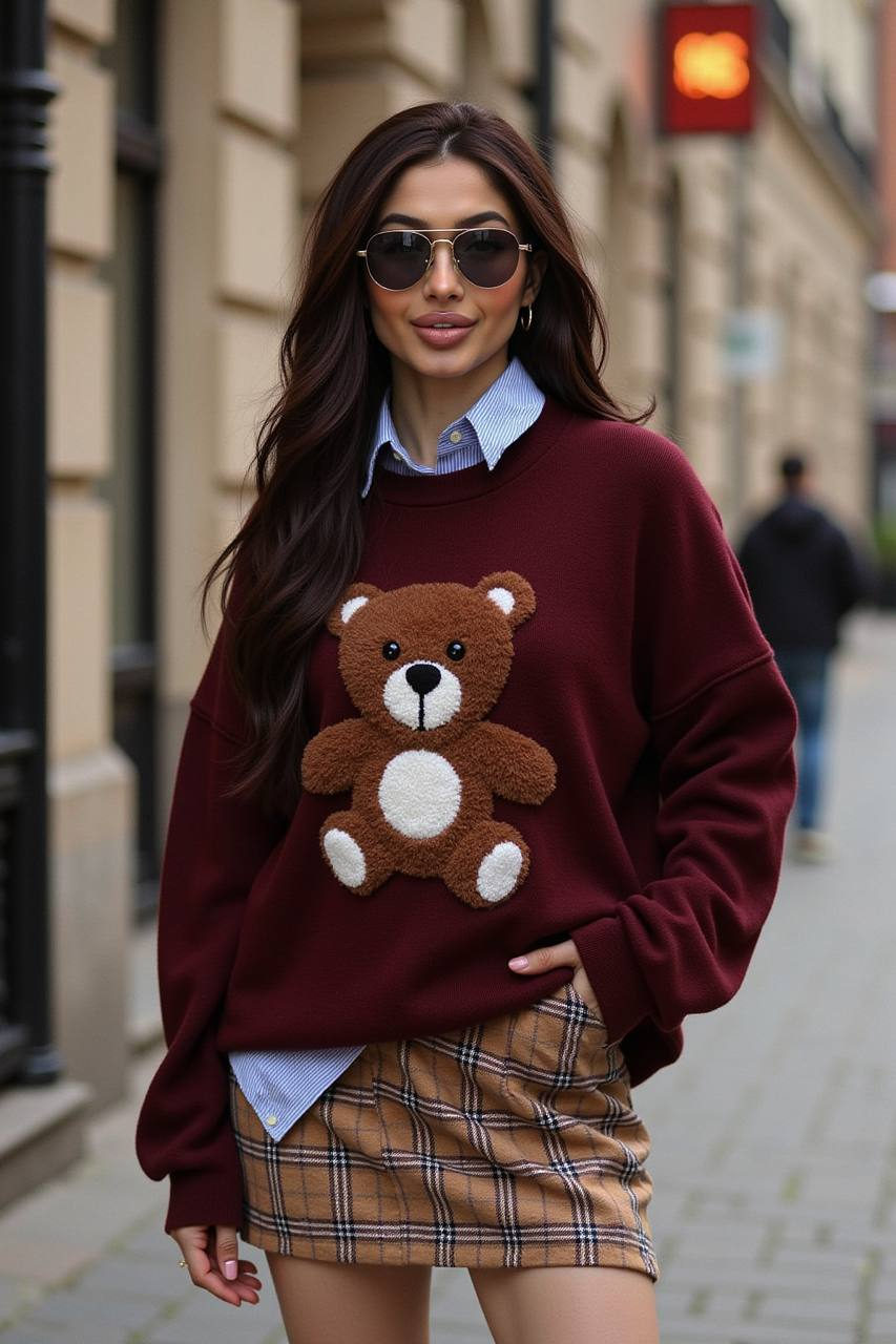 Teddy Bear Sweater Street Style