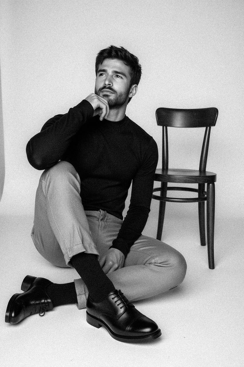 Monochrome Contemplative Male Portrait