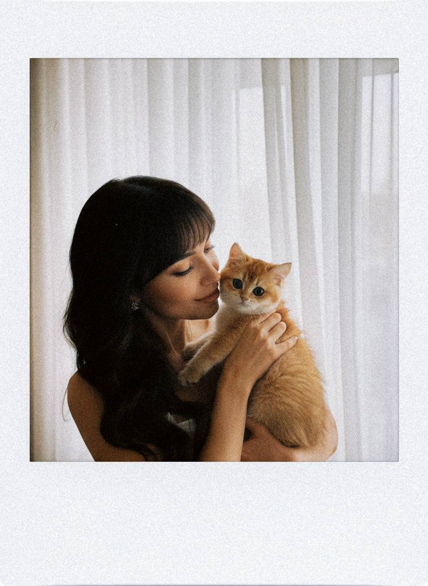 Polaroid Portrait Woman With Pet