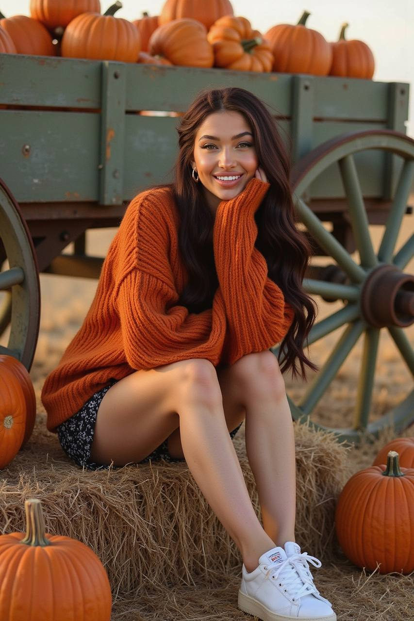 Autumn Pumpkin Fashion Editorial Portrait