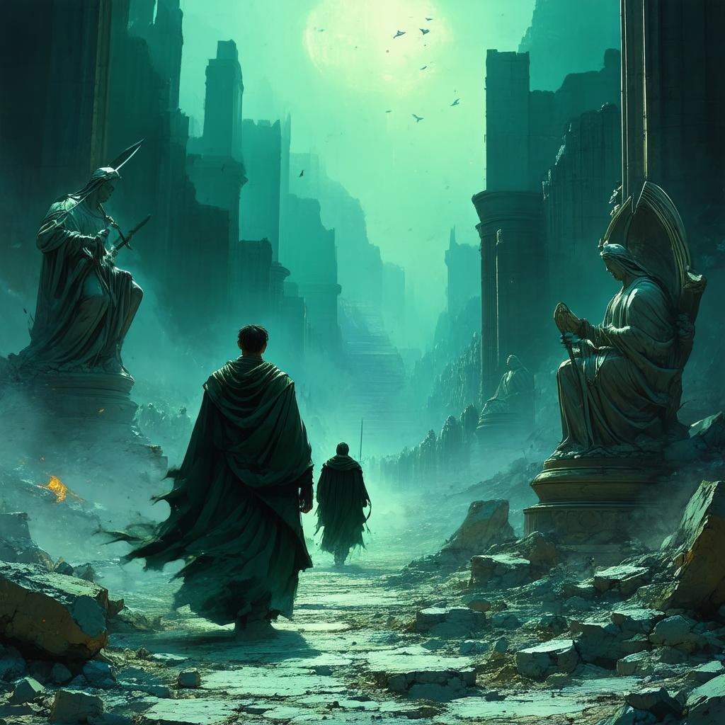 Valiant Monk Guiding Souls Past Shattered Gods